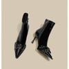 2026 New Woman Ankle Boot Pointed Toe High-heel Metal Stiletto Heels Leather Fashion Side Zipper Elegant Short Boot Women Shoes