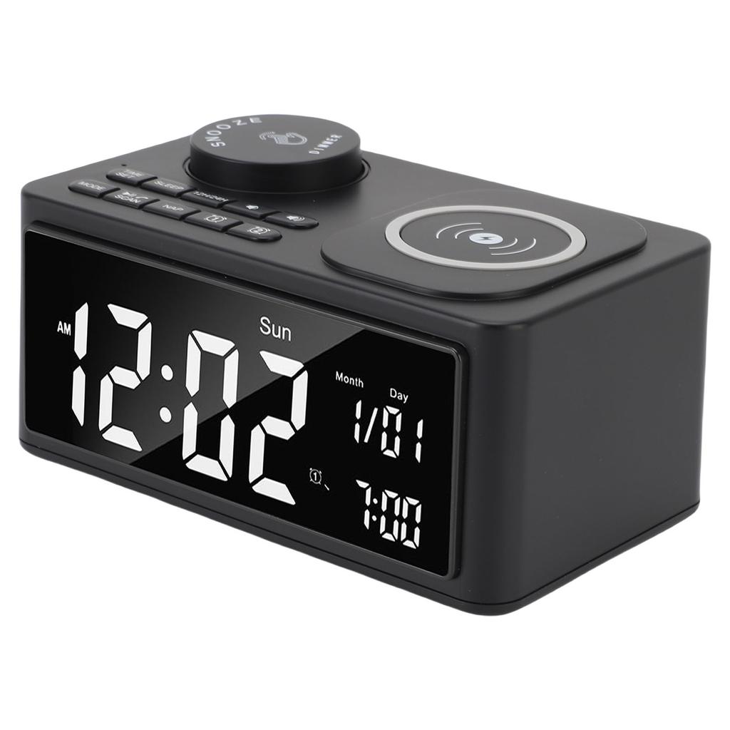Bluetooth Speaker with Wireless Charger Digital Alarm Clock Wireless Charging Station HiFi Speaker