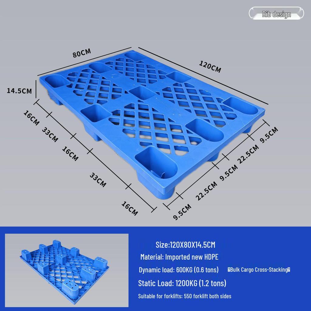 Moisture-Proof Rectangular Plastic Pallet for Forklifts and Flooring