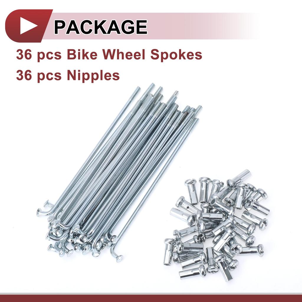 A ABSOPRO 13G Bicycle Spokes 83 mm Silver Tone 36