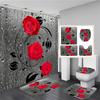 3D Flower Shower Curtain Set Bath Mats Rugs Sunflower Bathroom Sets Bathtub Curtains With Hooks Non-Slip Carpet Toilet Lid Cover