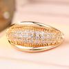 Luxury Gold Color Wide Band Ring Oval Pavé Zircon Sparkling Full Crystal Jewelry for Women Wedding