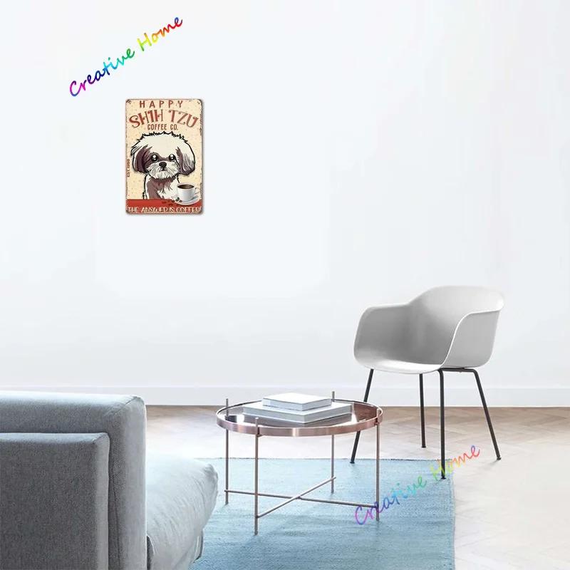 Dog Metal Tin Sign Shih Tzu Co. Bath Soap Wash Your Paws Printed Poster Bathroom Toilet Living Room Home Art Wall Decor 8X12inch