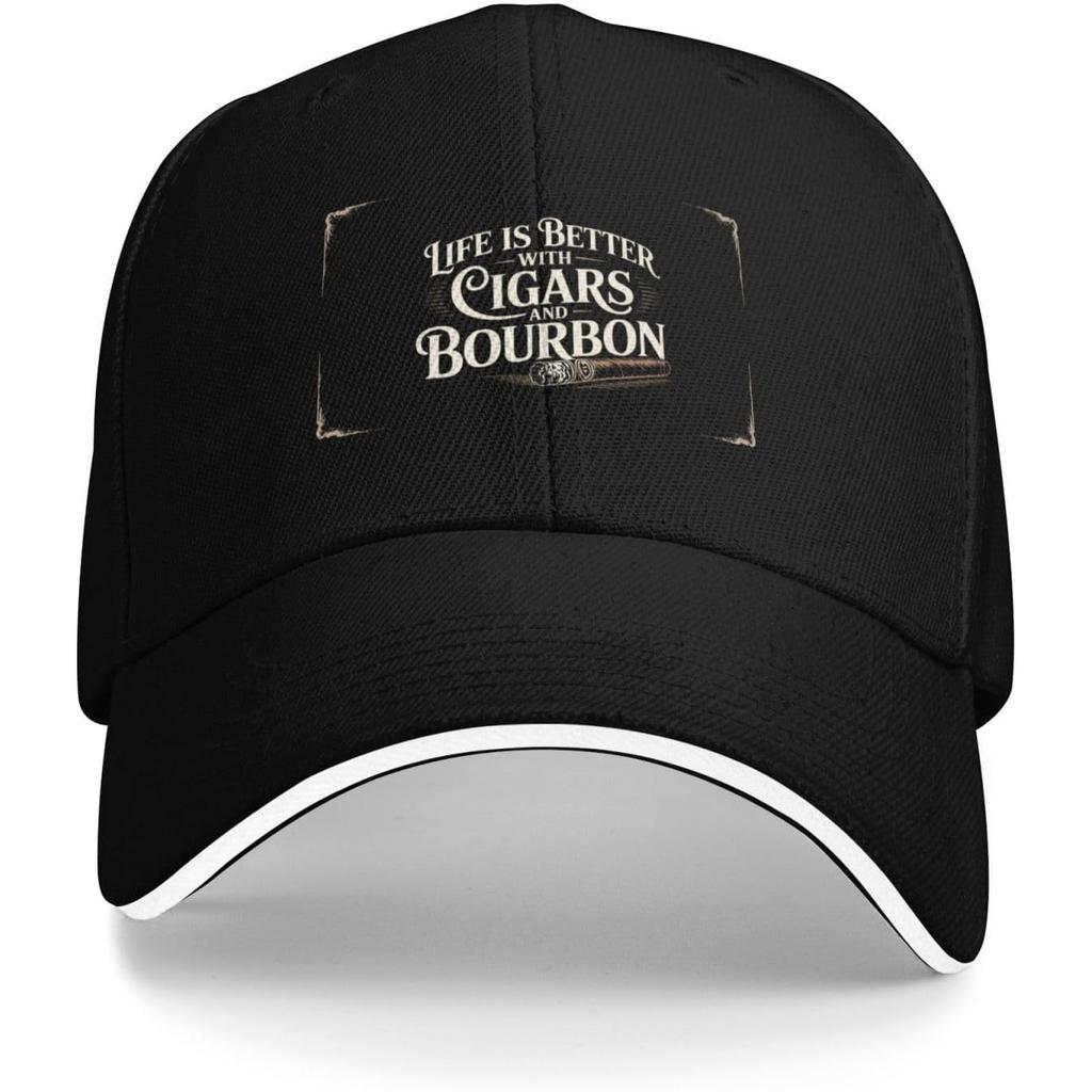 Life Is Better With Cigars And Bourbon Baseball Cap Polyester Casual Adult Headwear