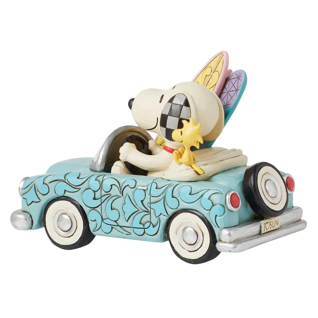JIM SHORE Snoopy Woodstock Car Surfing 6016272 &