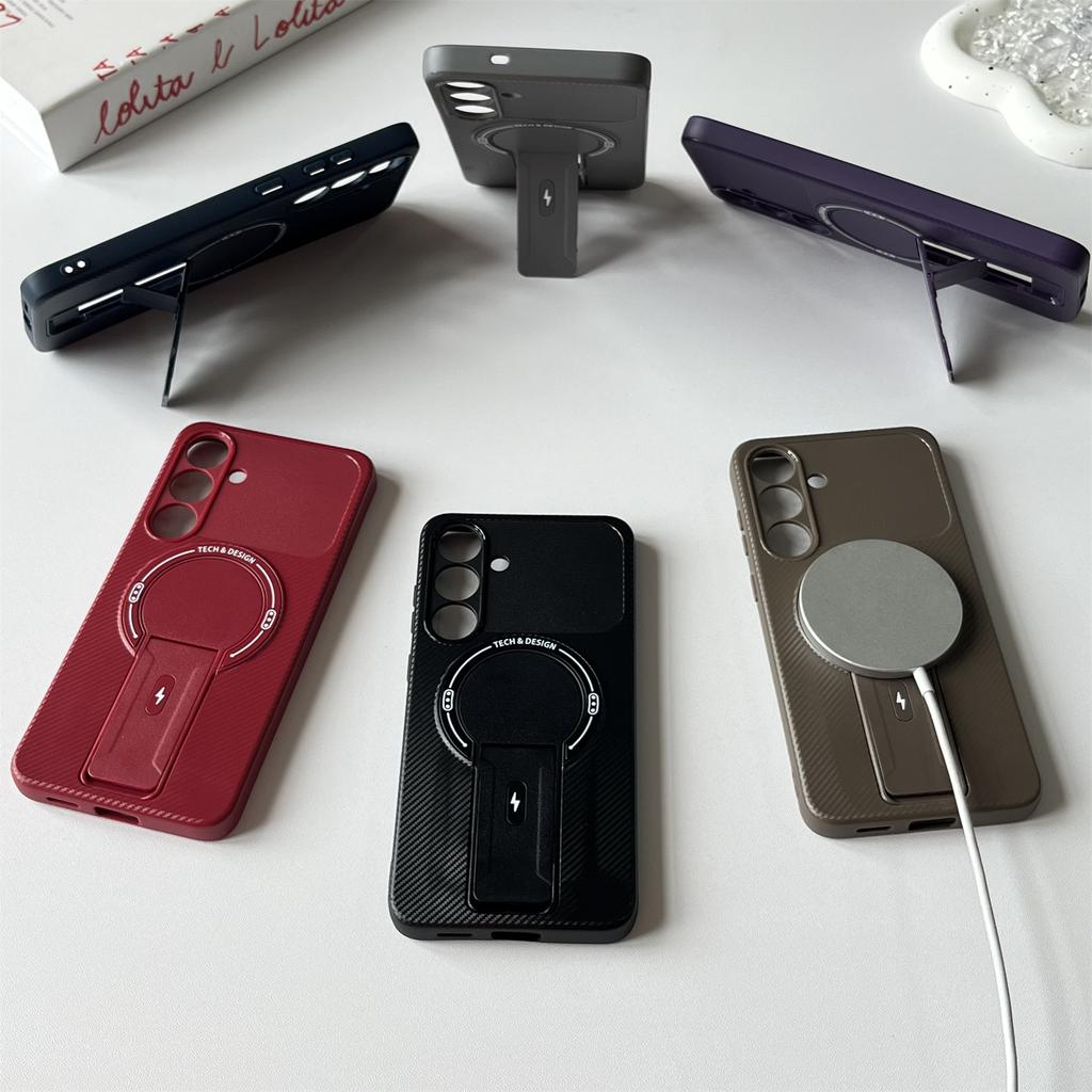 For Samsung Galaxy A36 5G/A56 5G Case with Kickstand Carbon Fiber Texture PC+TPU Phone Cover