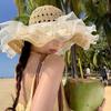 Lace Straw Sun Hat Children Large Brim Summer Breathable Straw Hat Seaside Full Face Shade Beach Hat Tide
