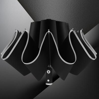 Drievoudige 10-rib automatische vinyl stof omgekeerde paraplu LED-licht paraplu Auto paraplu plus paraplu