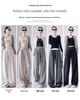 Pantaloni da donna a vita alta a gamba larga Sticky Rice - Pantaloni casual a gamba dritta a vestibilità ampia per primavera/autunno