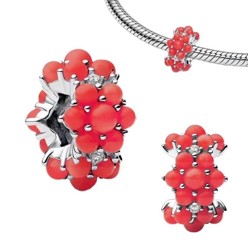 Original Copper Red Charms Heart Cherry Strawberry Flower Fish Beads For Necklace Diy Bracelet Present Jewellery