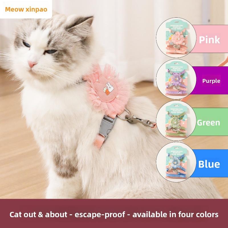 Cat Leash, Cat Rope, I-shaped Cat Chest Strap, Lace Cat Leash, Adjustable Anti-break Strap