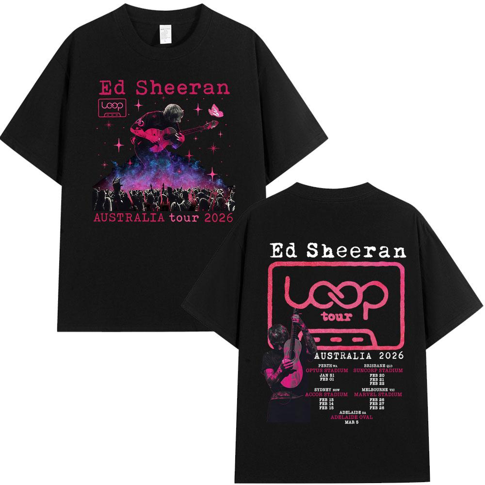 Ed Sheeran Loop Tour Australia 2026 Tour Tshirts Unisex Women Clothing Fashion Hip Hop Casual Cotton Oversized T Shirts Streetwear
