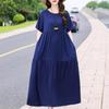 Elegantes Sommerkleid für Damen, Vintage-Kleidung, Übergröße, lässig, kurzärmelig, lange Kleider