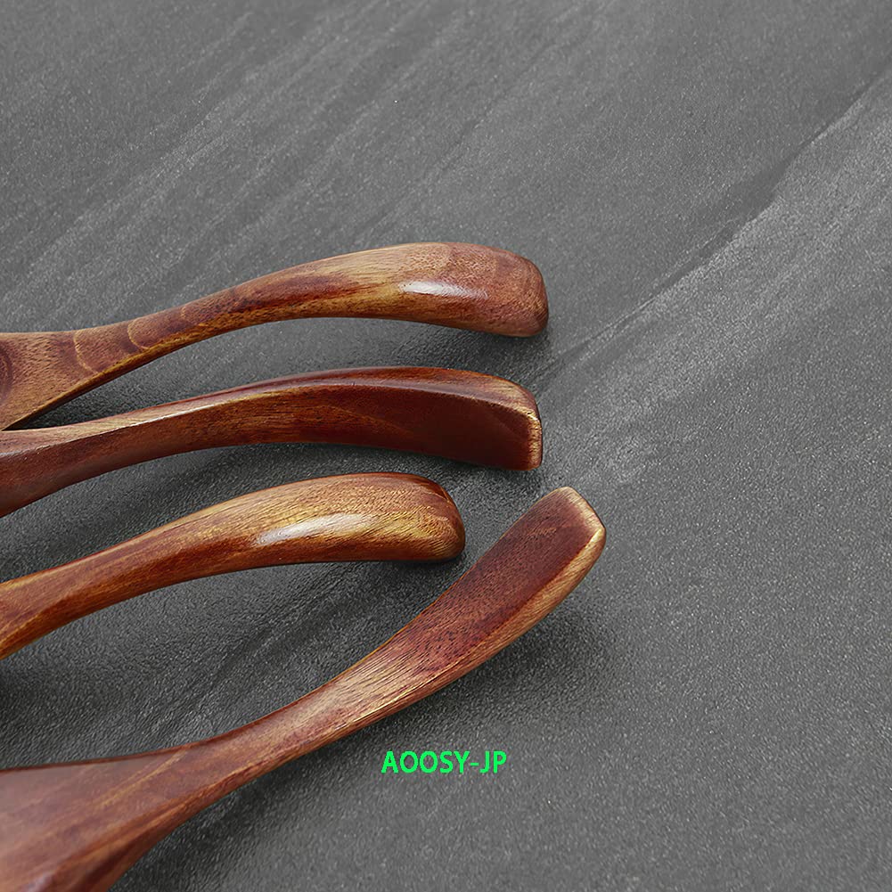 Colher AOOSY 16cm Madeira Natural Envernizada Colheres de Sopa Esculpidas em Blocos de Curvada Ideal para e Adequado para Idosos e Conjunto de 4 Peças,