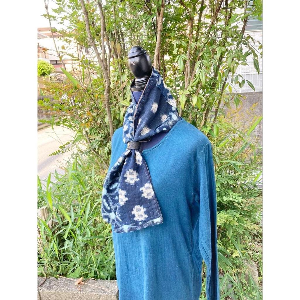Used B67 Rags, Stole, Old Cloth, Remake, Indigo Dye, Kasuri, Patchwork, Patching, Sashiko