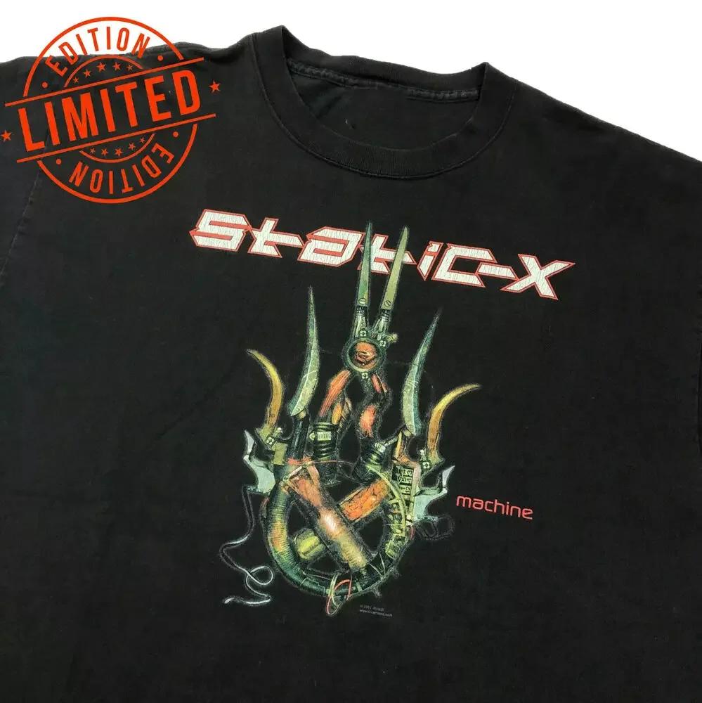 2001 Static X Machine Unisex Black Cotton Tshirt Size