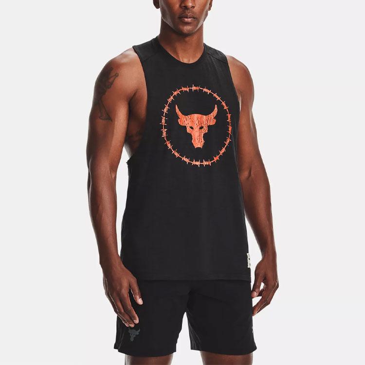 Under Armour Project Rock Charged Cotton Training Tank Top Men Tops Black 1361623-001
