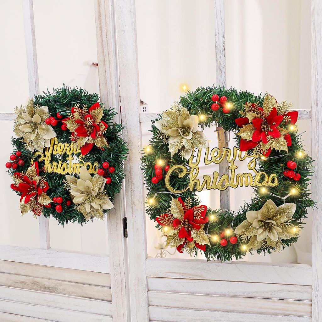 Large 30/40cm Christmas Flower Wreath for Home, Window, or Hotel Decor