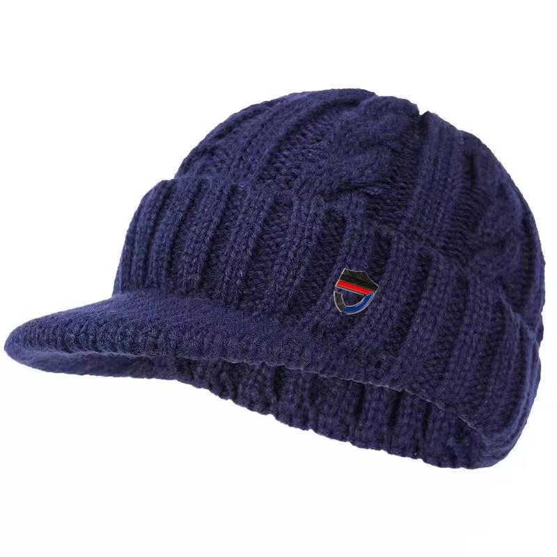 

Unisex Retro Winter Brim Beanie,Soft Durable Windproof and Warm Winter Fleece-Lined Balaclava for Ice Skating,Outdoor Activities One Size темно-синий