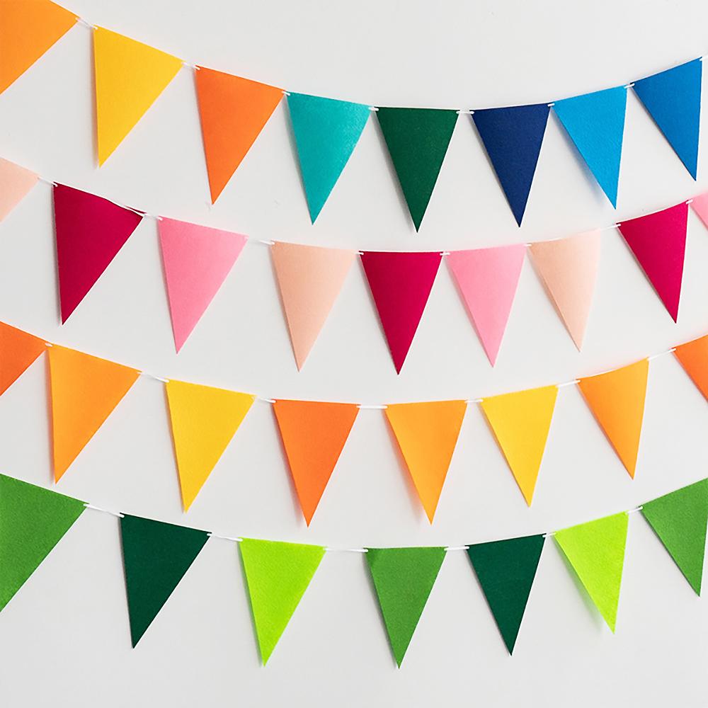 12 Flags Colorful Triangle Pennant Flags Garland Multicolor Felt Banner Bunting Flag for Home Baby Shower Birthday Party Decor 5