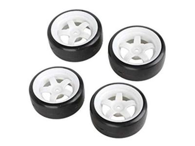 Hobbypower 4-Piece 5-Spoke White Wheel Rims & Drift Tires for RC 1:10 Racing On-Road Cars (Product Number: 20041)