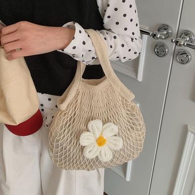 Summer Hollow Out Weave Bag Flower Beach Handbag Leisure Woven Handbag  Picnic