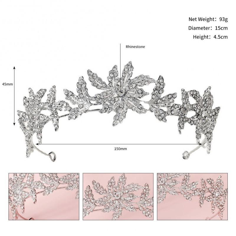 Bride Crown Creative Flower Leaf Wedding Headdress Princess Birthday Party Alloy Rhinestone