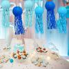 6 Pcs Paper Lanterns Hanging Jelly Fish Paper Lanterns Long Tassels Solid Color Mermaid Theme Party Sea Ocean Animal Birthday