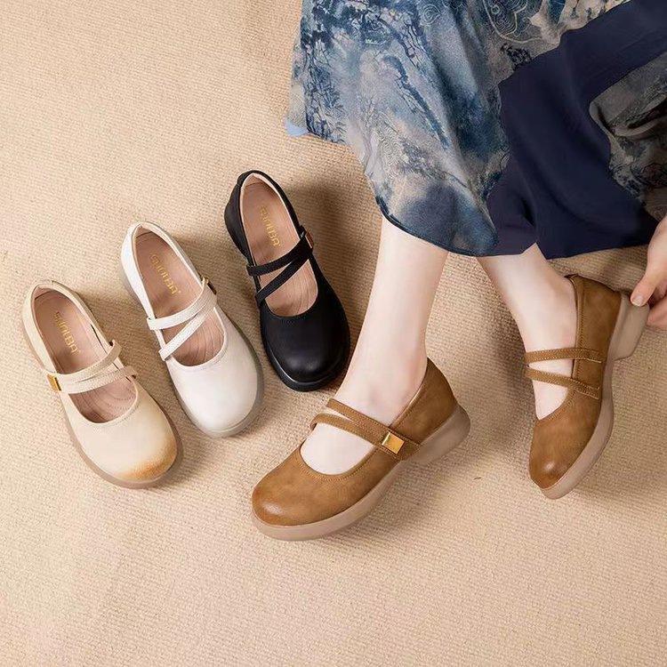 Autumn Mary Jane small leather shoes breathable retro soft sole not tired feet shallow mouth low heel single shoes