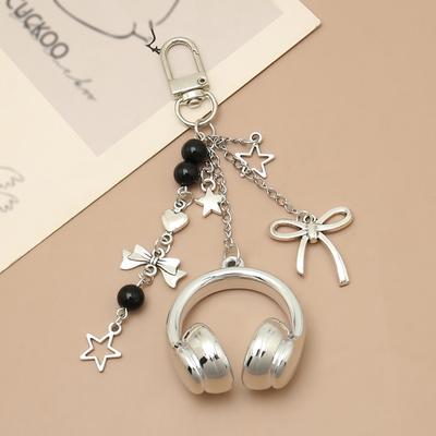 Bag Charm Vintage Headset Shape Sweet Bow Star Charms Accessories Party Gifts Jewelry Car Key Ring Pendant