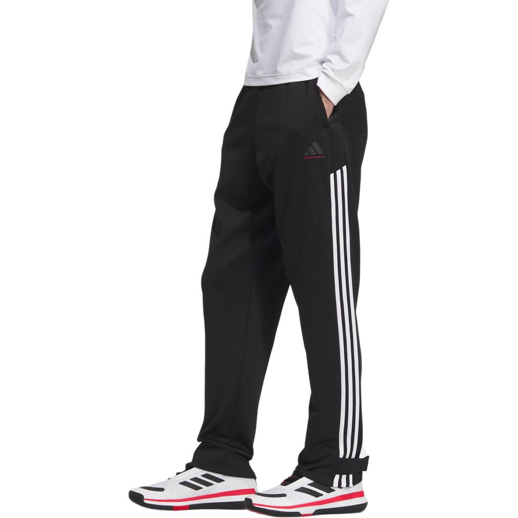 adidas Basketball FW24 Comfortable Soft Versatile Striped Retro Sports Long Pants Knitted Men Bottoms Black JL7584