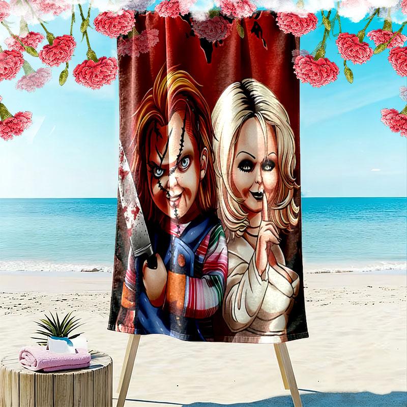 Chucky Print Strandtuch, Großes Weiches Schnelltrocknendes Handtuch für Strand Camping Schwimmen