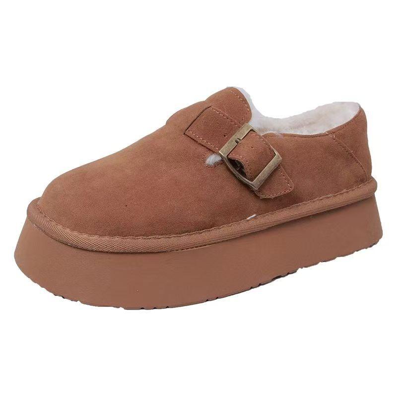 Fleece thickened snow boots thick-soled Birkenstocks winter new fluffy shoes cotton shoes