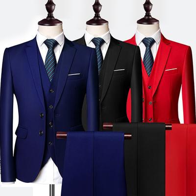 Svadobné obleky Muži Elegantné blejzre Súprava Tri kusy Luxusné Obchodné Formálna Vesta Nohavice Celé Kabáty Bundy