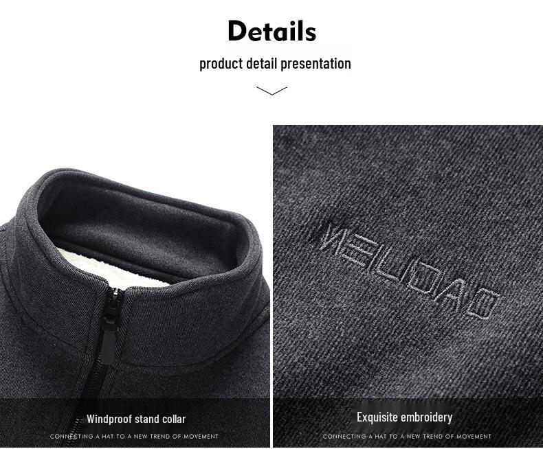 Men's Lambswool Fleece Jacket - Autumn/Winter Velvet Lined, Thick Warm Outerwear for Middle-Aged & Elderly.