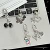 High-value Cool Black Cherry Color Diamond Sweetheart Candy Keychain Pendant Personality Trendy Cool Student School Bag Accessories