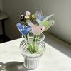Handmade Mini Glass Animal Figurine Faux Crystal Small Bird Butterfly Bee Ornament with Stem for Home Office Tabletop Decor
