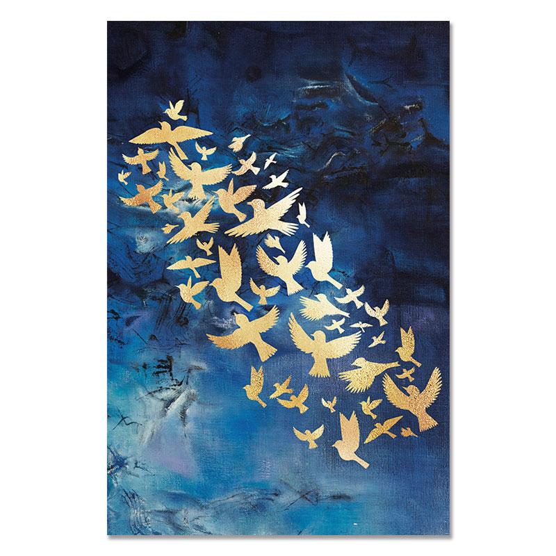 Nordic Style Golden Birds Butterflies Wall Art Posters Abstract Canvas Paintings Pictures for Interior Living Room Home Decor