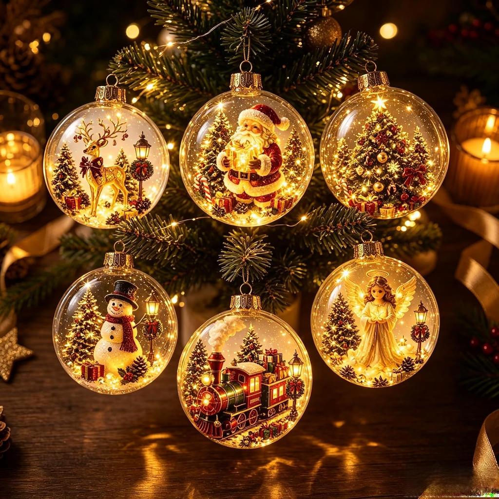 Lysende Julefortælling Ornament, Lysende Mini Jule Scene med Varmt LED Lys, Festlig Mindegave til Hjemmets Julefest Dekoration