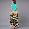 Women Plus Size Sleeveless Crew Neck Dress Bright Ditsy Botanical Flowy Mid Calf Dress