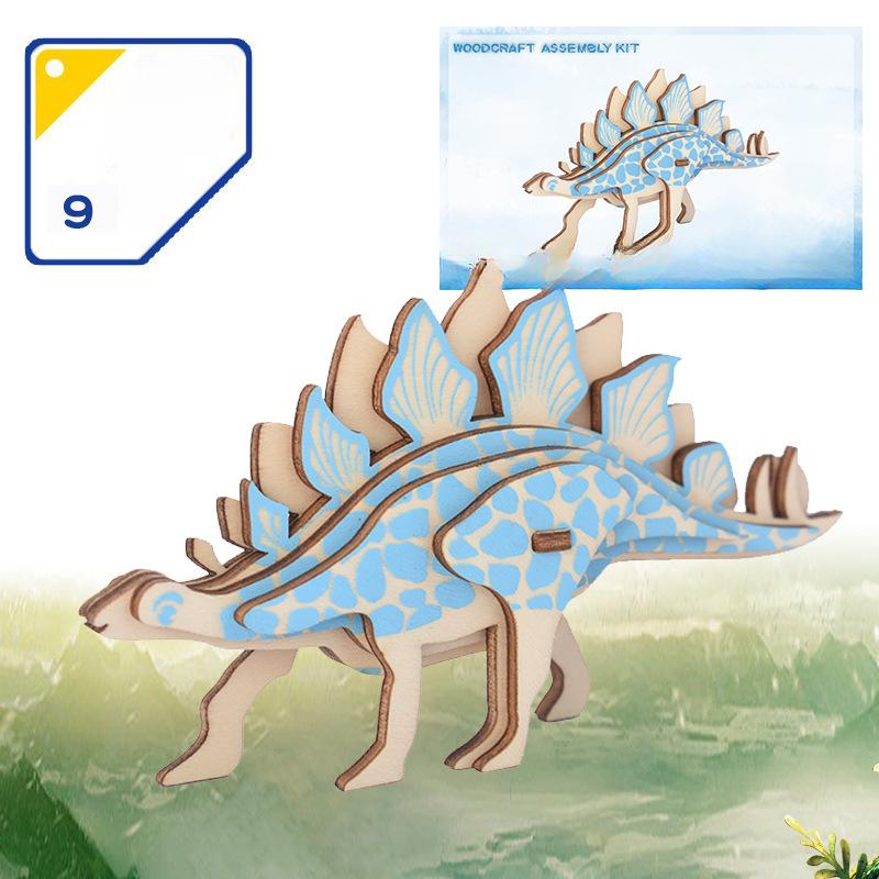 1Pc New Wooden Dinosaur Puzzle Creative Handmade DIY Model Three-dimensional Puzzle, Holiday Gifts