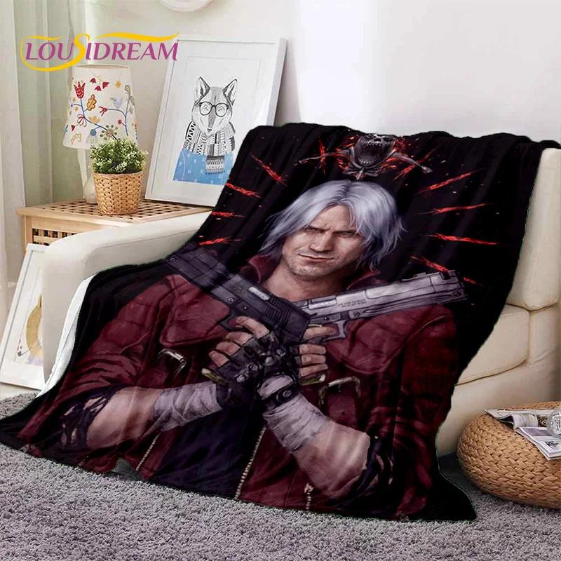 3D D-Devil May Cry DMC Game Cartoon Soft Flannel Blanket for Beds Bedroom Sofa Picnic,Throw Blanket for Outdoor Leisure Nap Gift