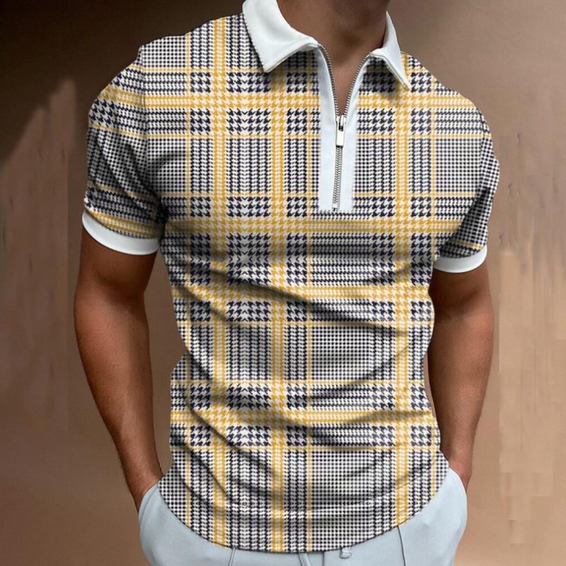 Polo essential! Short-sleeve polo shirt with zipper detail, great for casual outfits.
