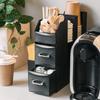 Navaris Organizer Cup Stand, Paper Cup Holder, Cup Dispenser - Coffee Station Storage Drawer, 31x13x28cm, Black