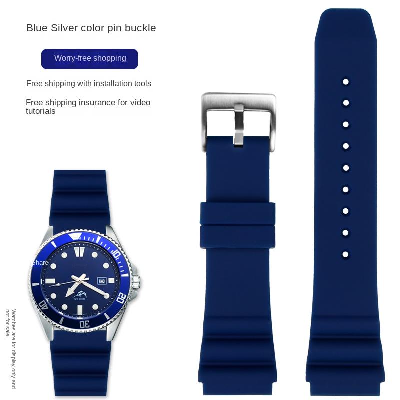 Silikonarmband 22 mm För CASIO swordfish dykklocka MDV-106 MDV-107 MTP-VD01D efr-303l klockarmband Orange grön herrarmband
