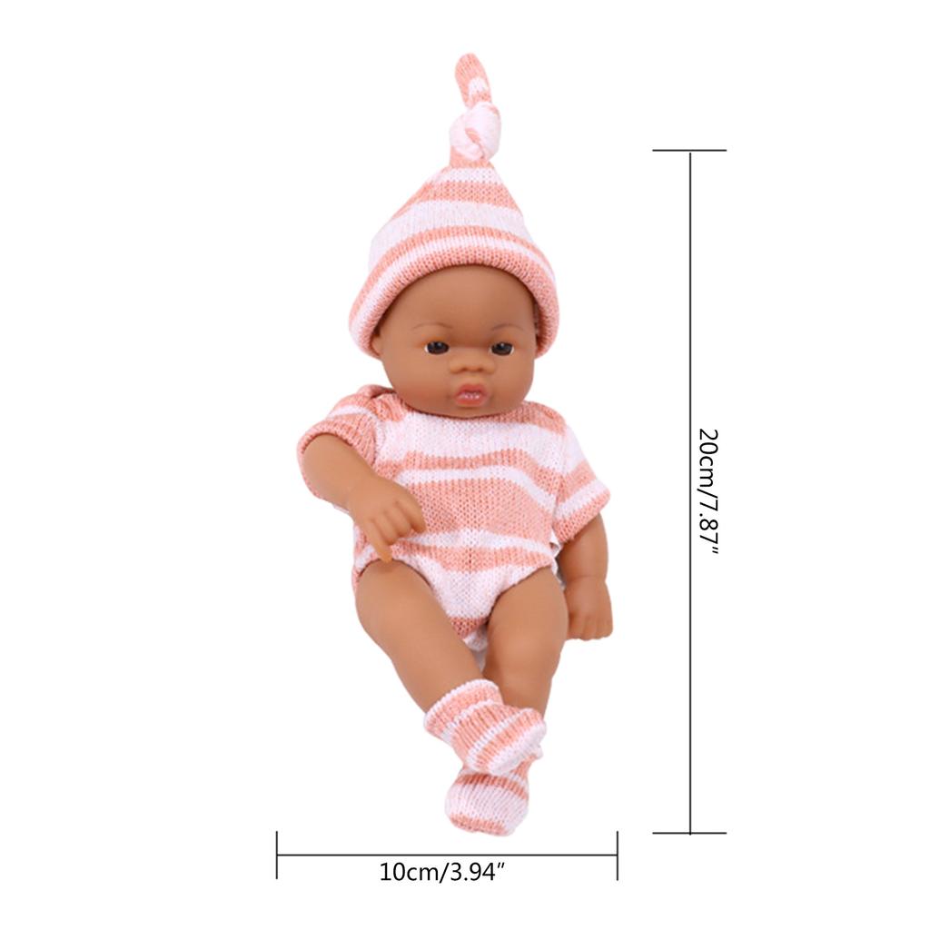 Realistic Doll Baby Re-born Full Body Vinyl Black Girl Toy New Born 7'' Doll