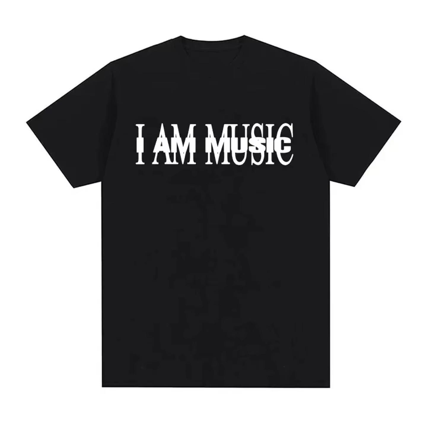 Mens Short Sleeve T Shirt I AM MUSIC Print Soft Cotton Casual Comfortable Trendy Streetwear Daily Wear Music Lovers Cool Tees S