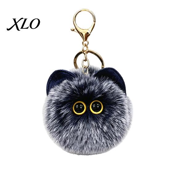 Schoolbag Ornament Plush Cat Ball Keychain, Fluffy Kitten Pompom Bag Charm, Keychain Pendant with Decorative Backpack Metal Lobster Clasp, Backpacks