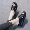 Summer New Wedge Heel Sandals Women's High Heel Open-toed Platform Muffin Cross One-button Sandals