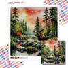 Nowość 5D DIY Pełny Okrąg Malowanie Diamentami "Łoś i Krajobraz" Haft Ścieg Krzyżykowy Dekoracja Domu Prezent